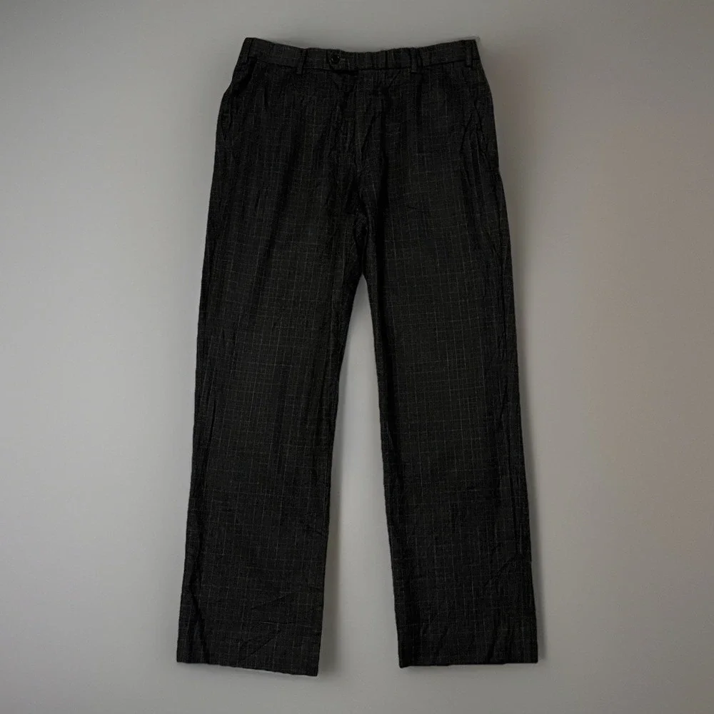 Brooks Brothers Regent Pants Mens 36x31 Gray Plaid Wool Flat Front Dress Pants